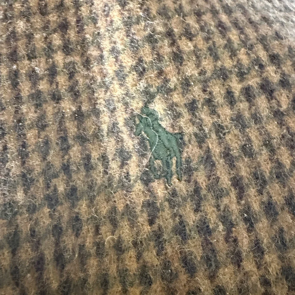 Polo Ralph Lauren Brown Check Wool Rectangle Winter Scarf Made In Italy‎